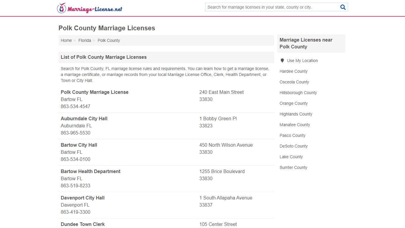Polk County Marriage Licenses